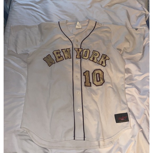 Rawlings PHIL RIZZUTO 10 NEW YORK YANKEES WHite Gold JERSEY Size XL Extra LARGE - Picture 12 of 12